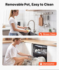 Heavy Duty Commercial Chocolate Melting Machine, Four Tank Water Bath Heater, Smooth Operator Build With Precision Temp Control Keeps Your Batch Clean And Legit For Bakeries, woman rinsing removable pot in sink.