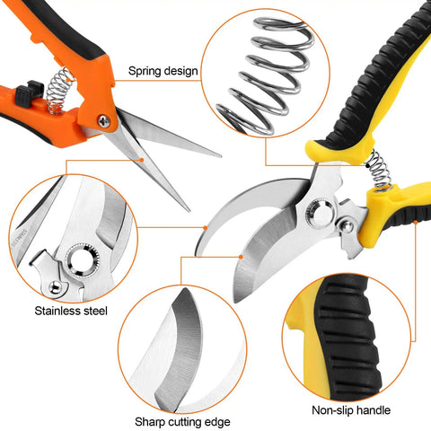 2 Pack Stainless Steel Pruning Shears For Sharp And Smooth Cuts Garden Clippers With Soft Grip Handles Pro Grade Rust Resistant Blades