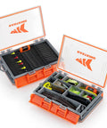 Open view of HyperSeal 3500 Double Sided Waterproof Fishing Tackle Box With Adjustable Dividers EVA Foam Jig Storage.