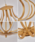 Sleek Gold LED Chandelier Pendant Lights With 4000K Brightness Dimmable And Adjustable Hanging Fixture Close-up Details