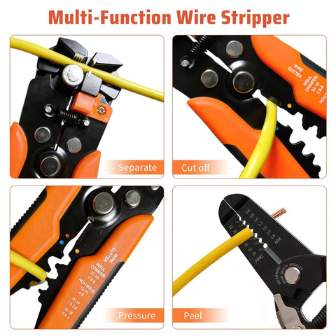 8-Inch Auto Wire Stripper And Cutter For 10-24 AWG Solid And Stranded Wires With Self-Adjusting Jaw multi-function tool