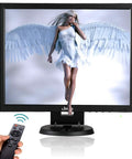 14 Inch Portable All In One Security Monitor With 1024x768 LCD 4:3 TFT Panel displaying an angel image, remote control shown