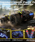 1/14 Scale Fast Brushless RC Car for Adults with 43 MPH Top Speed, 4x4 Off Road Monster Truggy in an all terrain drift scene