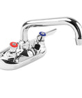 Silver Series Splash Mounted Kitchen Faucet With 4 Inch Centers And 6 Inch Swing Spout Quarter Turn Ceramic Cartridge Valve Chrome Finish
