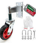 Heavy Duty 6 Inch Gate Wheel With Spring Loaded Shock Absorber, steel mount, rubber wheel, accessories included.