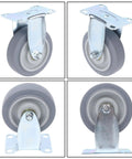 Four Inch Heavy Duty Polyurethane Caster Wheels Set Of Four Built Tough For Rock Solid Glide And Ultra Quiet Performance with metal bracket.