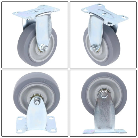 Four Inch Heavy Duty Polyurethane Caster Wheels Set Of Four Built Tough For Rock Solid Glide And Ultra Quiet Performance with metal bracket.