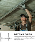 Man installing ceiling with 20 Piece Iron Drywall Toggle Bolts Wing Nut Kit Heavy Duty Expansion Screws For Hanging Items Like TVs Mirrors Shelves Curtain Rods Without Studs M5 M6 Screws Included.