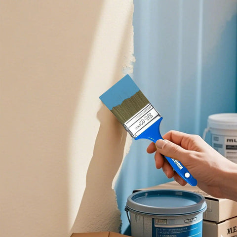 Hand using 2-inch brush from 30 Pack Paint Brush Set With 5 Sizes 0.5 In 1 In 1.5 In 2 In 2.5 In Dope For Walls Furniture And Crafts