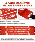 Hecka Visible 4 Pack Closed For Maintenance Magnetic Door Signs For Metal Frames With Bold Red Text And Secure Clips for visible safety.