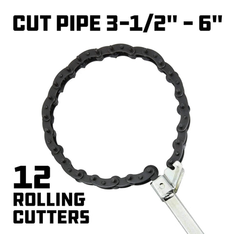 Heavy Duty Tail Pipe Cutter Snips Exhaust Tubes 3 5 To 6 Inches Wide No Sweat Operation Clean Square Cuts For Knotty Engine Bays Long Handle Lever Grease Monkey Auto Tool