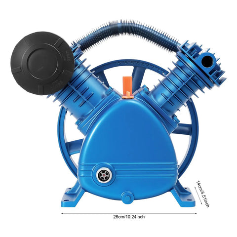 Heavy Duty 2 Cylinder Air Compressor Pump Head, 175 PSI And 5.5HP Power For Light Industry Needs With Superior Cooling And High Efficiency Performance For Reliable Daily Operation