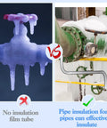 Comparison of frozen pipe vs pipe with 8 Pcs Self Adhering Pipe Insulation Foam Tubes For Winter Weather protection.
