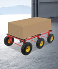 All Terrain Furniture Dolly Six Piece Set With 10 Inch Inflatable Deep Tread Wheels And Carbon Steel Frame Built For Heavy Duty Moves Of Up To 1200 Pounds in warehouse, red frame with box load