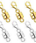 Six Pack Magnetic Clasp Set For Necklaces And Bracelets, 18K Gold And Silver Lobster Clasps, Easy Magnetic Closures