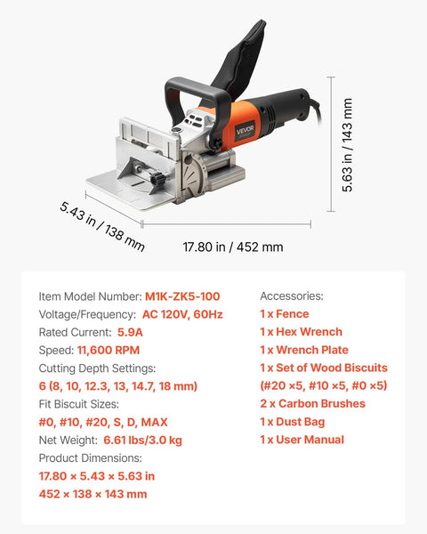 Top Shelf Biscuit Plate Joiner Boasting A 760W Motor Hitting 11600 Rpm For Knockout Joints with adjustable depth dials.
