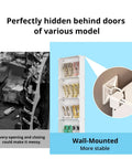 6 Tier Slim Shoe Storage Rack For Small Spaces Space Saver Narrow Shoes Organizer Hidden Closet Shelf Behind Door Entryway White Tall Wall Mount Keeps Boots And Sneakers Neatly Stored And Ready To Wear installed behind door with wall mount close-up