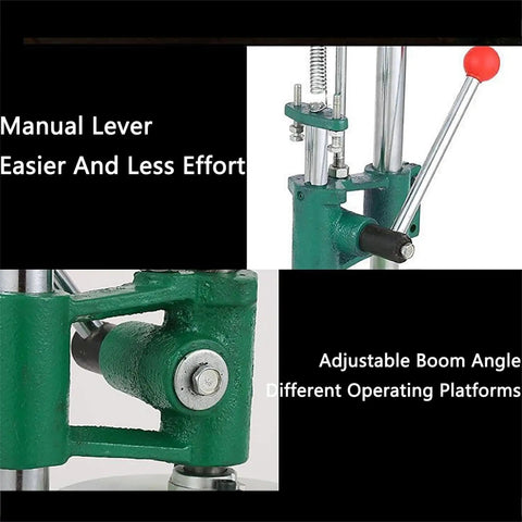 Kickass Manual Dough Roller And Stainless Steel Pasta Sheeter With Hella Smooth Adjustments showed with manual lever and adjustable boom angle.