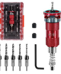 5 Piece HSS Countersink Drill Bit Set Featuring No-Nonsense Quick Adjust Depth Control And Lock-Tight Bearing Stopper with tools