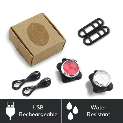 LED Skateboard Light Kit For Night Riding Front And Rear Lights USB Rechargeable with straps and cables next to box