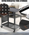 Rock Solid Thirty Six By Twenty Four Welding Table With Five Eighths Grid Holes And Twelve Hundred Pound Beast Mode Capacity For Hardcore Shop Repair And Metal Fab Projects detailed view of tool storage features
