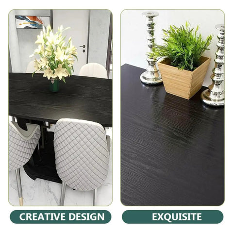 Gotta Have This Slick Black Peel And Stick Vinyl Wrap For Kitchen Countertops And Walls, Hassle Free Self Adhesive Home Upgrade With Quick Install And Clean Removal applied on a modern kitchen table.