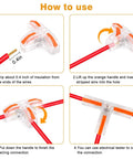 Instruction diagram for using Three Way Lever Nut Wire Connectors Kit With T Shape Compact Design For Easy Push In Wiring