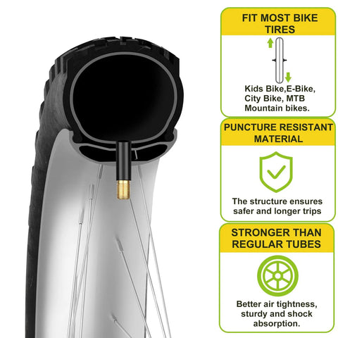 Cross-section of a bike tire showing 26 Inch Bike Inner Tube 4 Pack Fits 26 x 1.75 2.125 Road And Mountain Bikes Schrader Valve 32mm.