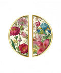 Two Pack Dope Gold Semicircle Cabinet Pulls With 3 Inch Hole Center, Vintage Floral Art Drawer Handles, displaying floral design