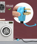 Beefy Heavy Duty 50 Foot 30 Amp Dryer And EV Extension Cord NEMA 10 30P To 10 30R ETL Listed 125V 250V shown with 3 prong dryer connection