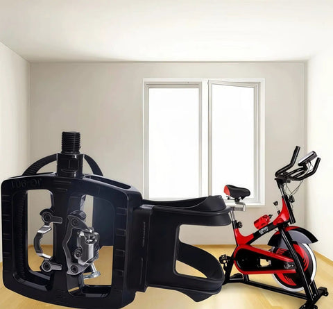 3-In-1 SPD Clipless And Toe Clip Bike Pedals For Indoor Cycling, Compatible With Peloton Schwinn Sunny And Most Stationary Bikes, CNC Machined Aluminum Alloy Body, Sealed Bearings, Quick-Release Toe Clips, 12 Month Warranty on stationary bike