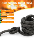 Wood stove gasket rope, 5/8 in, graphite-impregnated fiberglass, 98 inch length, gray coil (front view)