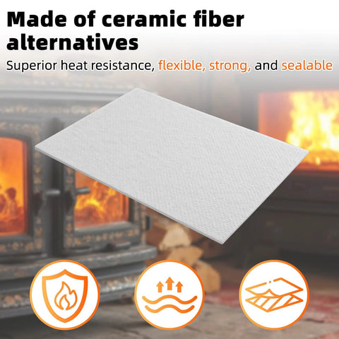 White gasket paper sheet, 7x10 inches, 1/8 inch thick, ceramic fiber alternative for high-temp stoves and furnaces.