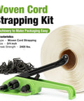 Heavy Duty Manual Banding Strapping Kit Featuring 985 Feet Of 3/4 Inch Woven Cord And 200 Phosphated Metal Buckles Smooth Edge Strap.
