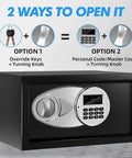 Hidden Safe Box With Sensor Light And Digital Lock No Fuss Quick-Access Safe For Home And Office Wall Or Cabinet Mounted 0.4 Cubic Feet Discreet And Secure showing key and digital lock options for opening