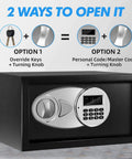Safe Box With Sensor Light And Digital Lock For Home Use, Wall Or Cabinet Mounted Money Safe To Protect Cash Jewelry Passport And Other Valuables, 0.8 Cubic Feet with dual opening options.