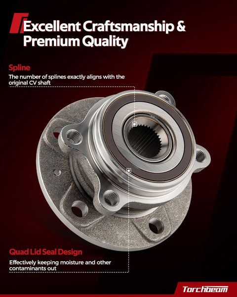 Front view of Front Wheel Hub Bearing Assembly For Nissan Rogue And Rogue Sport 2014 To 2023 And 2017 To 2022 5 Lug OE 513357