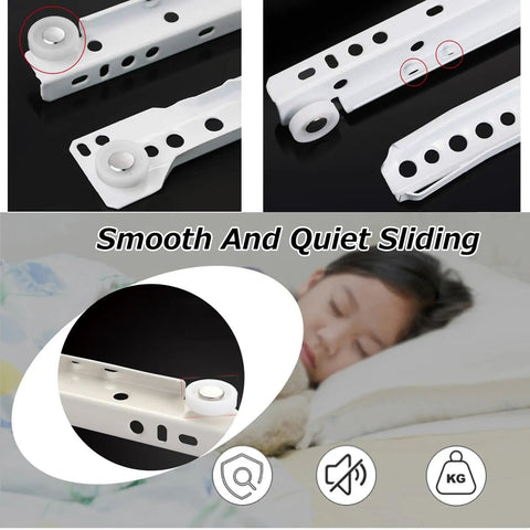 Rock Solid Heavy Duty Roller Drawer Slides One Pair Thick Steel Telescopic Runners For Kitchen Cabinets And Wardrobes Bottom Mount Smooth Roll Extension Track White