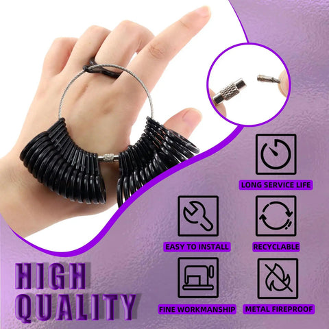 1466 Piece Jewelry Making Kit With Tools, Pliers, Ring Sizer And Jump Rings For Necklace And Bracelet Crafting, showing hand holding ring sizer.