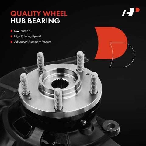 Front Right Steering Knuckle And Wheel Bearing Hub Assembly For 2011 Hyundai Sonata 2.4L With Sport Suspension Passenger Side Direct Fit Replacement Part For Smooth Handling And Easy Bolt On Installation, close-up view of hub bearing design and components.