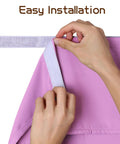 Light Blocking Classroom Curtains 10W X 40H Blackout Roller Blinds For Windows And Door Panels, easy installation shown in pink.