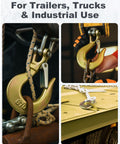 Heavy Duty One Quarter Inch Chain Hooks Set Four Clevis Slip Hooks With Safety Latch Grade 70 Forged Steel for hauling