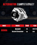 130 Amp 12V Alternator For Honda Accord 3.5L 2008 2009 2010 2011 2012 And Honda Accord Crosstour 2010 Replacement Part