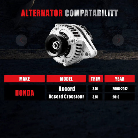 130 Amp 12V Alternator For Honda Accord 3.5L 2008 2009 2010 2011 2012 And Honda Accord Crosstour 2010 Replacement Part