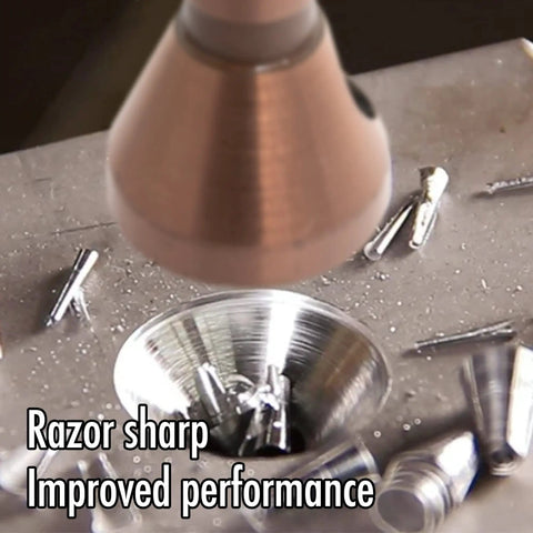 Heavy Duty 90 Degree Countersink Drill Bit Machined From M35 Cobalt High Speed Steel Featuring A Sturdy 6 Millimeter Shank in action drilling metal with clean debris.