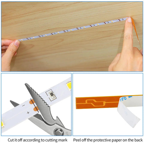 Battery Powered LED Strip Lights 3.28 Feet Two Pack For Under Cabinet Kitchen Lighting Warm White 3000K with Adhesive Backing shown