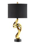Chic Belle Resin Table Lamp In Gold And Black, Hand Painted Antique Finish, 15 By 29.88 Inches, 100W Max, UL Listed, Black Round Shade