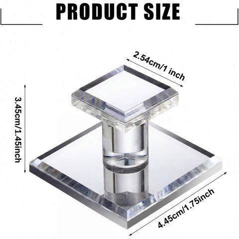 10 Pack Stick On Clear Beveled Acrylic Mirror Cabinet Knobs Pull Handles Square One Point Seven Five Inch Adhesive For Cabinets Wardrobes Drawers Doors Windows, size detail