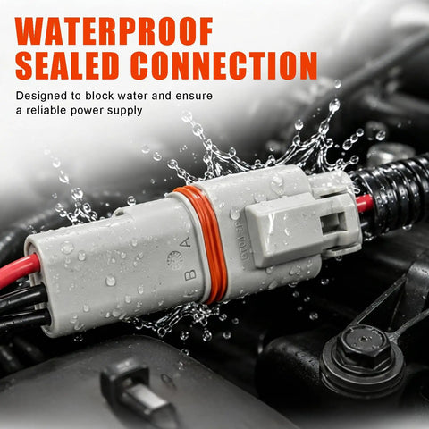Top Shelf 4 Pin Connector Set Featuring Dt04-4P And Dt06-4S With A Lock Tight Wedge Design For Heavy Duty Electrical Wiring and waterproof sealing.