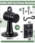 Beefy Heavy Duty Floor Mounted Door Stop 4 Pack 3.5 Inch Aluminum Commercial Grade Door Stopper with components and dimensions
